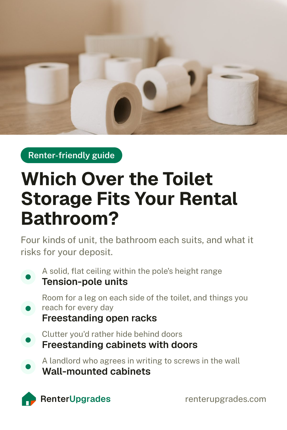 Which Over the Toilet Storage Fits Your Rental Bathroom?