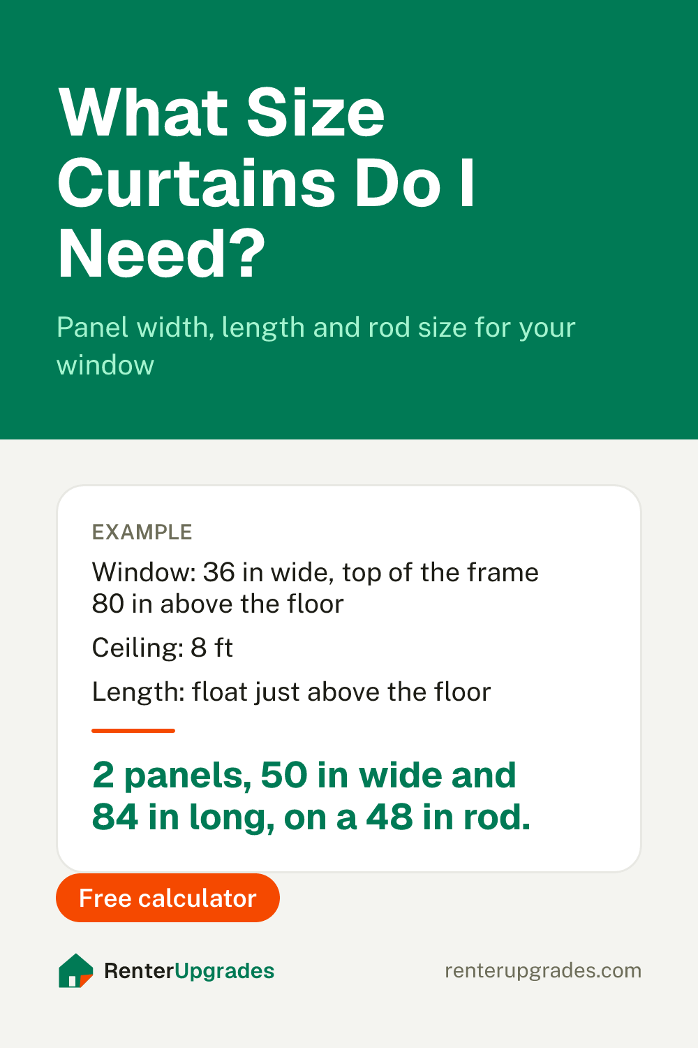 Pin: What size curtains do I need? Free curtain calculator from Renter Upgrades