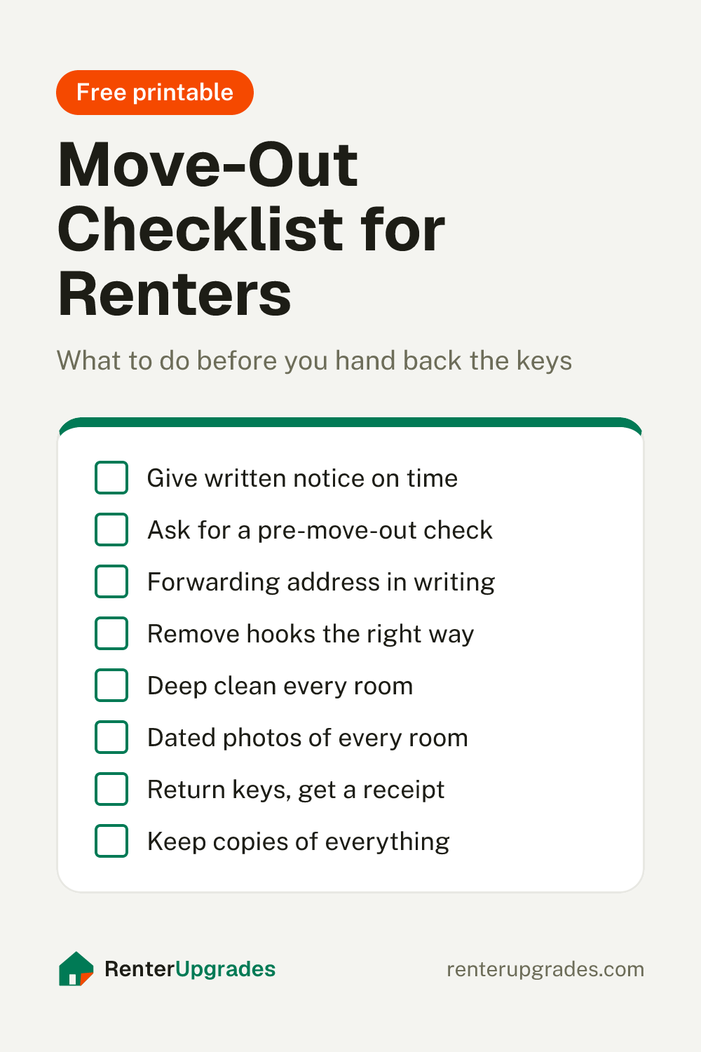 Move-Out Checklist for Renters