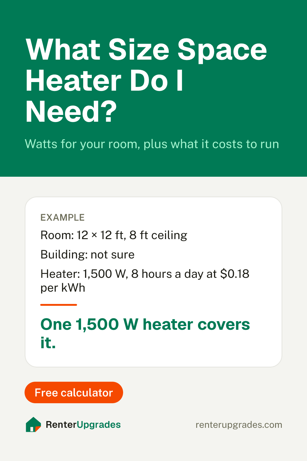 Pin: What size space heater do I need? Free calculator from Renter Upgrades