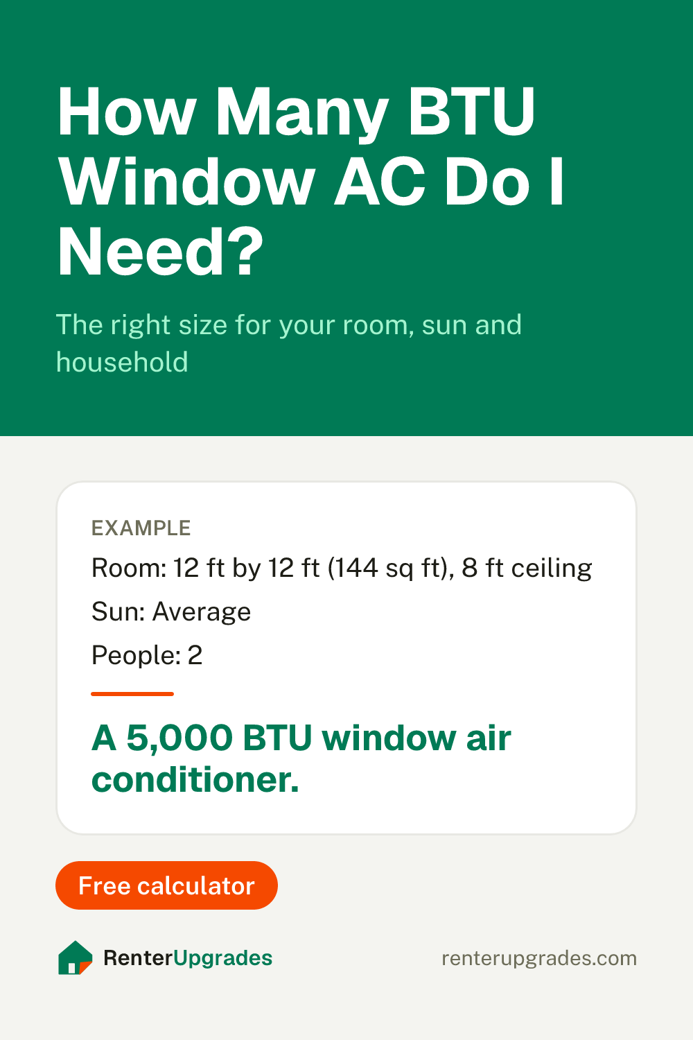 Pin: How many BTU window AC do I need? Free calculator from Renter Upgrades